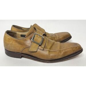 Calzoleria Harris Shoes Mens 9 Tan Barneys‎ NY Monk Strap Leather Square Toe